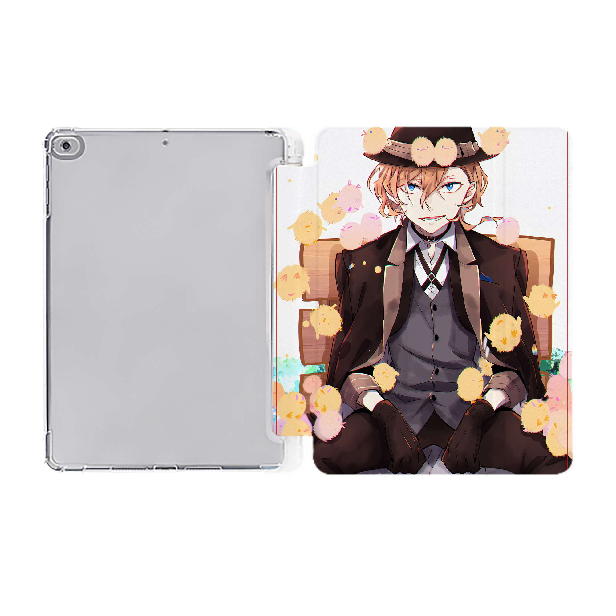 （画像用） 文豪ストレイドッグス Bungo Stray Dogs IPad ケース ペン収納付き 三つ折りスタンド PUレザー×シリコン 対応機種9.5/10.5/10.9インチ